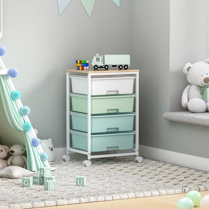 SYKIARIOL Rolling Cart with Drawers, 4-Drawer Utility Cart, Green - color: Green, size: 4 Drawers