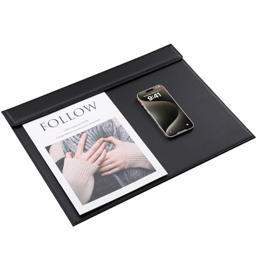 KINGFOM 18''x14'' Large Rectangle A3 Desk Writing & Drawing Desk Pad &Board Table Protector Mat with Paper Clip on Top Black - color: Black-a186