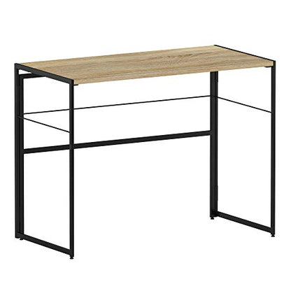 Furinno Riau No Tool/No Assembly/Folding Metal Frame Computer Desk, Sonoma Oak/Black - color: Sonoma Oak/Black, size: 39 inches