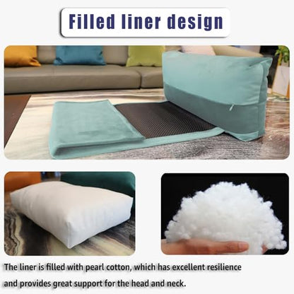 Velvet Recliner Headrest Pillow, Non-Slip Neck Support,Light Blue - color: Light Blue