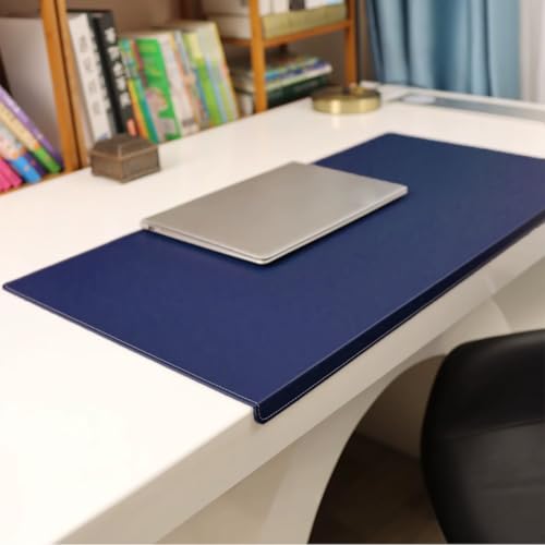 Leather Desk Mat with Stitched Edges & Edge Protection, Non-Slip Large Office Desk Mouse Pad for Work Game Typing, Waterproof Writing Table Extended Protector (Navy,47.2"x23.6") - color: Navy, size: 47.2"x23.6"