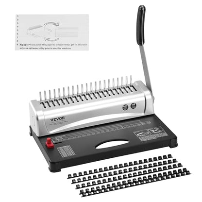 VEVOR Binding Machine, Comb Binding Machine 21-Holes Binding 450 Sheets, Book Binder Machine with 100 PCS 3/8'' Comb Binding Spines, for Letter Size, A4, A5 - style: Comb Binding