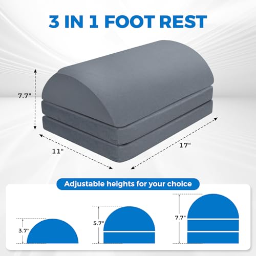 Ergonomic Under Desk Foot Rest 3-Level Adjustable Footstool, Grey