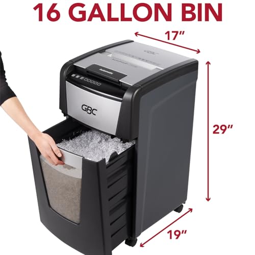 GBC 300M Paper Shredder, Auto Feed+, 300 Sheet Capacity, Micro-Cut, Office Shredding (WSM1757609) - size: 300 Sheets