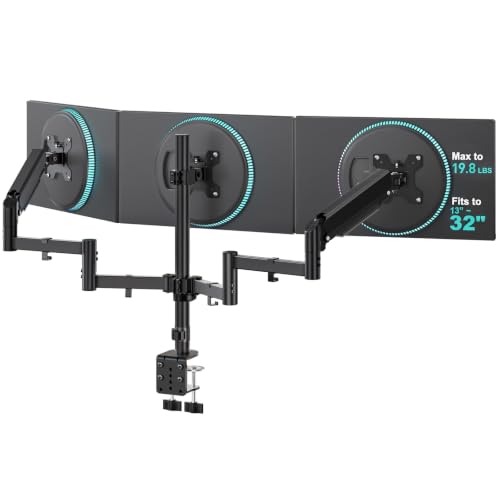 WALI Triple Monitor Mount for 13-32 inch Screens, up to 19.8 lbs per Arm - color: Black (Adjustable), size: Triple
