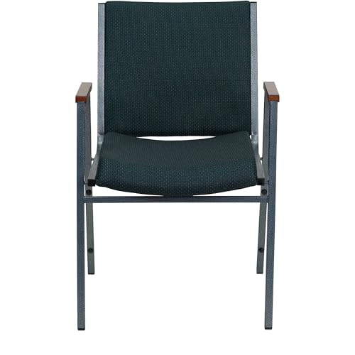 Flash Furniture Hercules Fabric Stack Chair with Arms, Green - color: Green Patterned Fabric, size: Set of 1