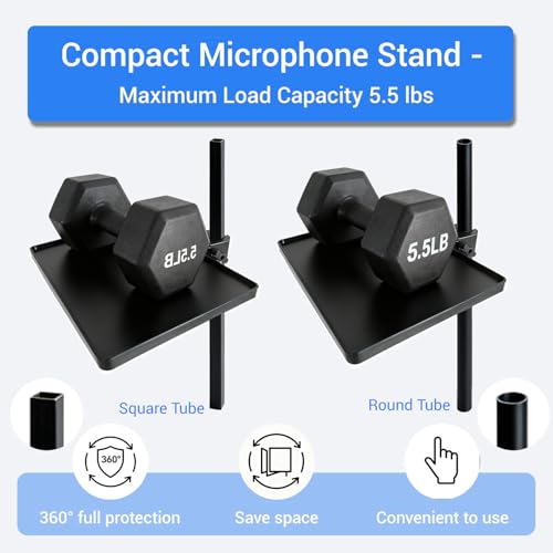 Microphone Stand Tray,Clamp on Shelf for TikTok,Most Mic Stands,10.8"x8.0" Large Tripod Shelf Table,Clip on Tray,Music Stand Accessories,Lash Tray Holder for Salon,Live Streaming,Recording,Concert