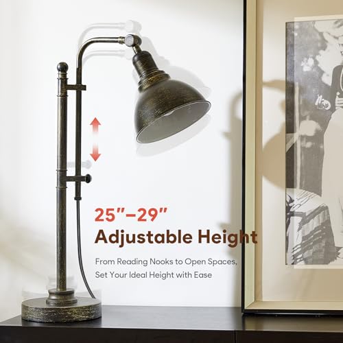 VONLUCE Rustic Desk Lamp, Adjustable Industrial Table Lamp for Home Office - color: Bronze