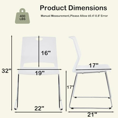 Stackable Chairs Set of 4 for Break Waiting Room Conference Church, White - color: White, size: 4 pack