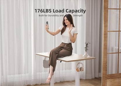 Claiks Electric Height Adjustable Standing Desk, 35x20 Inch, Nature | Smooth Height Adjustment, 3 Memory Presets, Cable Management Hub&Hook, Stable Steel Frame, 176lbs Capacity, Easy Assembly - color: Nature, size: 35