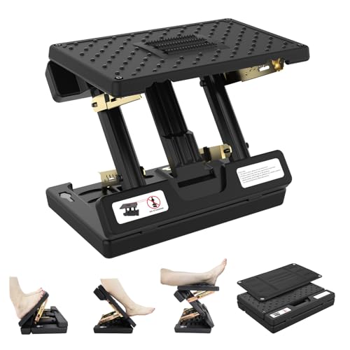 Foot Rest for Under Desk at Work, 4-Adjustable, Detachable Pad, Ergonomic | Car foot rest, Foldable, Metal Frame, for Multi-scene, All-Season Use(black) - color: Hard Padded- Black