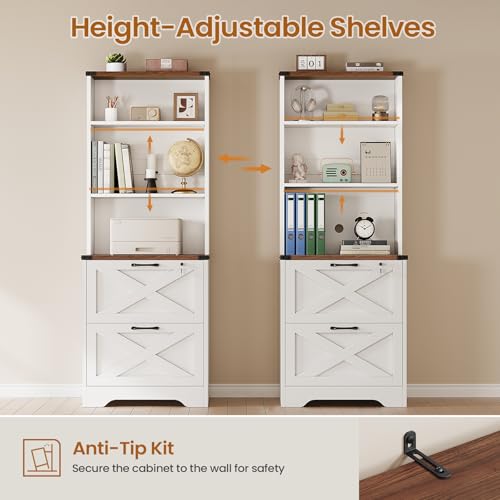 SEDETA 2 Drawer File Cabinet with Lock, Filing Cabinet for Home Office - color: White, size: 2 Drawers