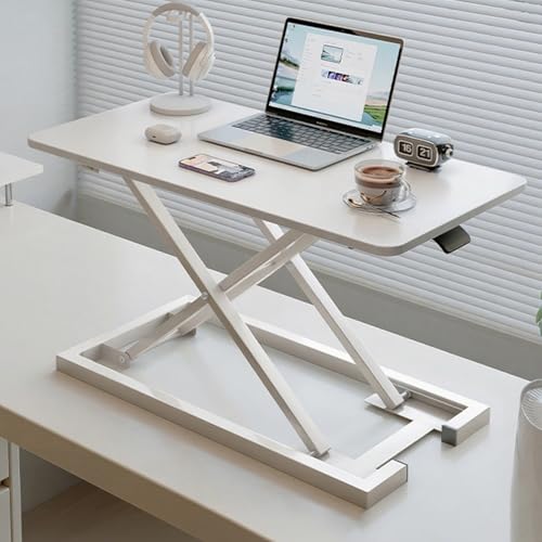 Adjustable Standing Desk Converter with Keyboard Tray, Sit to Stand Riser for Home Office and Computer Use, Supports Up to 30kg - color: White 1, size: 80cm(31.5")
