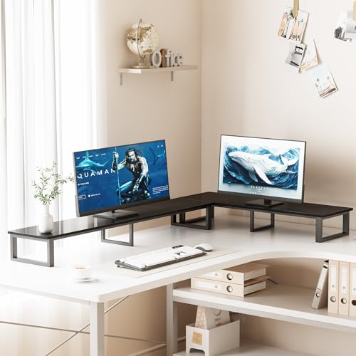 aboxoo 59" Large TV Riser Stand for 32-75 Inch TV, TV Shelf with Steel Legs - color: Black, size: 59 inch