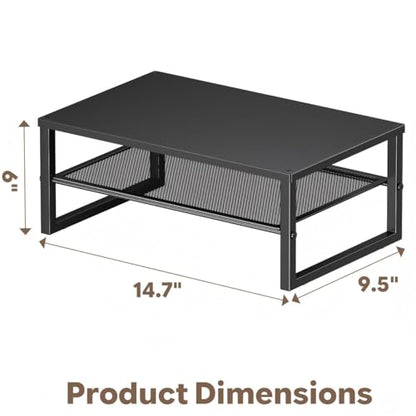 Ekisemio 2-Tier Computer Monitor Stand Riser, Desk Organizer for Monitor, Black