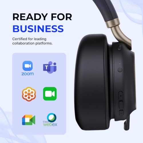 YealinkBH76 Plus UC Wireless Headset for Work (1208708), Bluetooth Headset with ANC Mic, Retractable Mic Arm, Switchable Earpads, Compatible with Teams, Zoom & Business Calls
