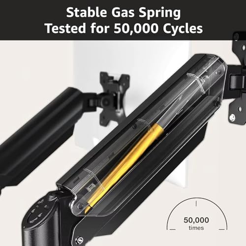 Dual Monitor Arm Desk Mount – Adjustable Gas Spring Monitor Stand for 13”–34” Screens, Full Motion Swivel, Tilt & Rotation, Heavy Duty VESA Mount for Gaming, Programming, and Office Setup - style: Dual Monitor Arm