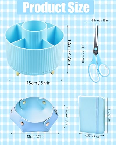 Blue Desk Accessories, 20Pc Office Supplies and 360°Pen Holder Desk Organizers, with Tape Dispenser, Stapler, Staple Remover, Ect, Let the Color Blue Fill Your Desktop - color: Blue