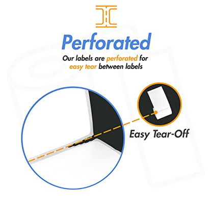 OfficeSmartLabels 2" x 1" Removable Direct Thermal Labels | Compatible with Rollo & Zebra Desktop Printers, 1" Core, Perforated, Water & Oil Resistant, 4 Rolls, 5200 Labels