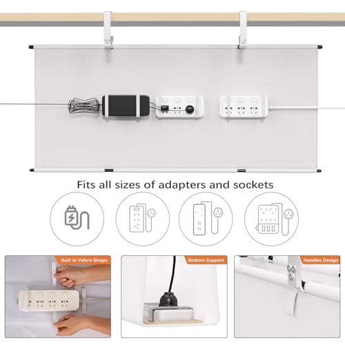 Under Desk Cable Management Tray, 36" Fabric Wire Cord Organizer, White - color: White, size: 36'' L