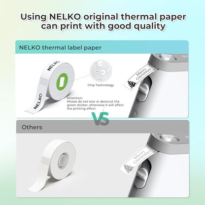 Nelko P21 Label Maker Machine with Tape, Bluetooth Label Printer, White - color: White