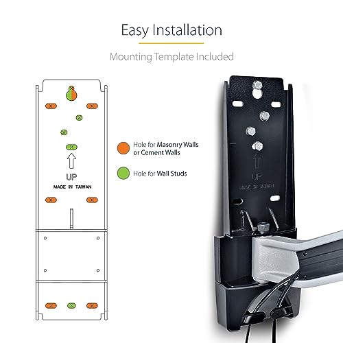 StarTech Articulating TV Wall Mount 65in, VESA, Corner (TV-WALL-MOUNT-65FS) | Supports 65 inch/99lb/Flat/Curved TVs, VESA Wall Mount, Retractable Low Profile Wall Mount TV Bracket - size: 26"-65", style: Full-Motion