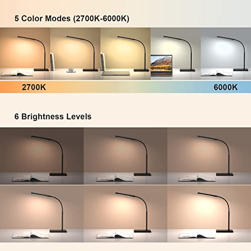 LED Desk Lamp for Office Home, Wireless Charger Desk Lamp - color: Dark Black