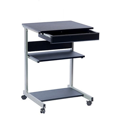 Techni Mobili Rolling Laptop Cart w/ Storage & Printer Shelf,Graphite Black | Rolling laptop cart with storage shelf, printer platform, locking wheels, portable workstation, laptop stand, or mobile desk