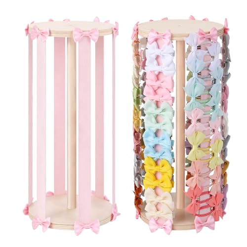 POVETIRE Bow Holder for Girls Hair Bows Hair Bow Organizer Pink Wood - color: Pink A