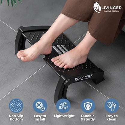 Livinger Foot Stool – Adjustable Foot Rest with 6 Height Settings – Under-Desk Support with Non-Slip Legs – Ergonomic Foot Roller – Sturdy Design for Office or Home