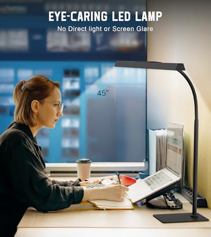 LED Desk Lamp for Home Office with Base, Eye-Caring Desk Light 12W, Black - color: Black