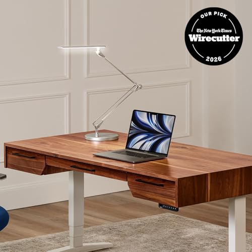 UPLIFTDESK E7 LED Desk Lamp – Adjustable 3 Color Modes, Dimmable Home Office Desk Light for Standing Desk, Dual Monitors, Aluminum Task Lamp (Silver Lamp, Silver Base) - color: Silver Lamp Silver Base