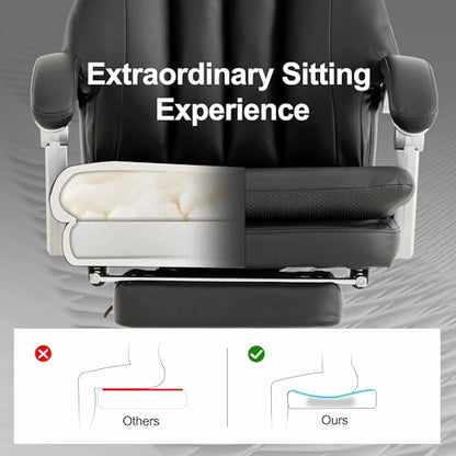 Okeysen Office Chair with Foot Rest, Ergonomic High Back Executive Desk Chair with Wheels, 360 Swivel Reclining Computer Task Chair for Home Office (Black) - color: Black