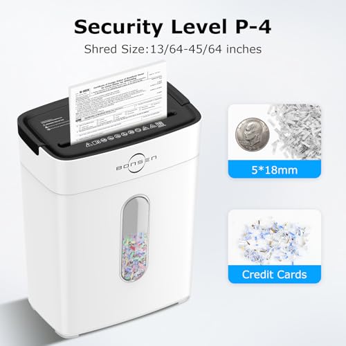 Bonsen 10-Sheet Cross Cut Paper Shredder for Home Office Heavy Duty, White - color: White, size: 10-Sheet Cross Cut