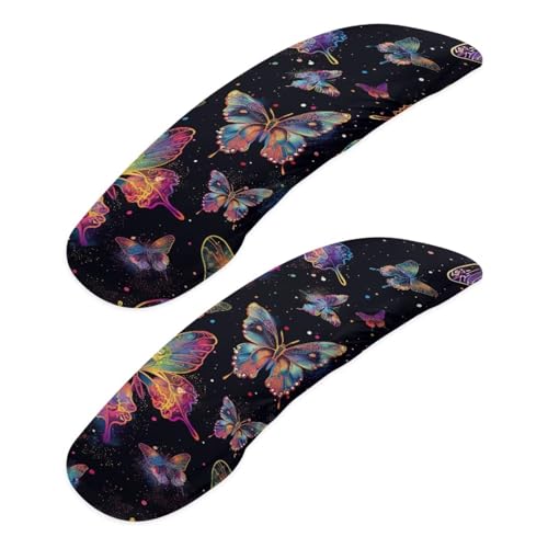 2 Piece Office Chair Arm Covers, Butterfly Print Chair Armrest Covers, Removable Stretchy Armrest Cover for Desk Computer Chairs - color: Butterfly - Black