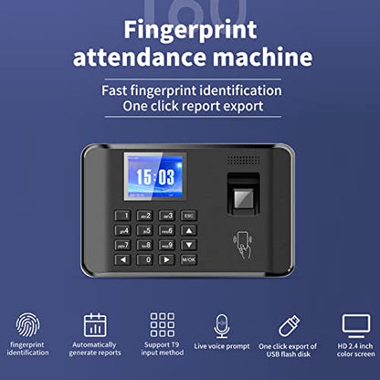 Dioche Biometric Time Recorder, Intelligent Biometric Fingerprint Password Attendance Time Clock Employee Checking in Recorder (03)