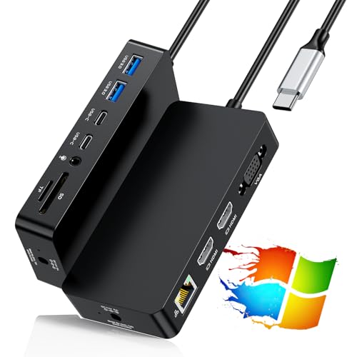 New Surface Thunderbolt 4 Dock Dual HDMI+VGA Adapter 12 in 1 Surface Pro Docking Station for Surface Pro 12/11/10/9/8/X/7+/7,Surface Laptop 7/6/5/4/3,Surface Go 4/3/2/1,Surface Laptop Go/Surface Book