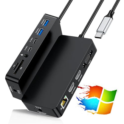 New Surface Thunderbolt 4 Dock Dual HDMI+VGA Adapter 12 in 1 Surface Pro Docking Station for Surface Pro 12/11/10/9/8/X/7+/7,Surface Laptop 7/6/5/4/3,Surface Go 4/3/2/1,Surface Laptop Go/Surface Book