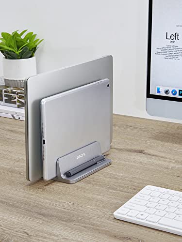 JARLINK Double Vertical Laptop Stand, Adjustable Aluminum Desk Dock, Black - color: Grey, size: 2-slot