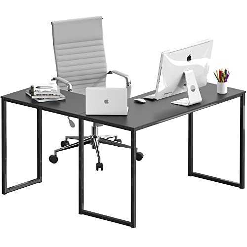 SHW Mission 48 x 48 L-Shape Home Office Computer Desk, Black - color: Black, size: 48-Inch L-Shaped