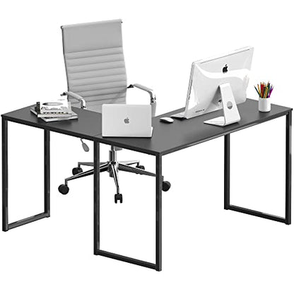 SHW Mission 48 x 48 L-Shape Home Office Computer Desk, Black - color: Black, size: 48-Inch L-Shaped