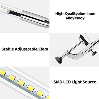 Desk Lamp with Clamp, 3 Modes 10 Brightness 360° Rotation Eye-Caring Reading Light,8W Long Flexible Gooseneck, Architect Task Lamp, USB Clamp Light for Home Office Manicure Reading - color: ‎Trichromatic Light