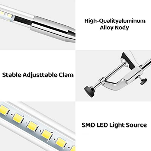 Desk Lamp with Clamp, 3 Modes 10 Brightness 360° Rotation Eye-Caring Reading Light,8W Long Flexible Gooseneck, Architect Task Lamp, USB Clamp Light for Home Office Manicure Reading - color: ‎Trichromatic Light