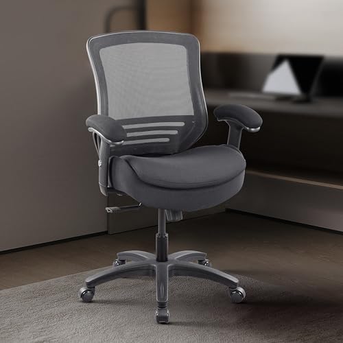 BOLISS 400lbs Ergonomic Office Chair Mid Back Double Seat Cushion | Height Adjustable Arms Mesh Ergonomic Super Soft Wide Cushion Office Computer Desk Chair - color: All in Black