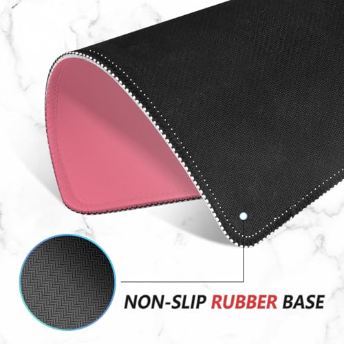 ITNRSIIET Mouse Pad Non-Slip Rubber Base Smooth Surface Stitched Edges Waterproof Durable Compatible with All Mice for Office & Gaming, Desk Accessory, 10.2x8.3x0.12 inch, Rose - color: Gradient Rose