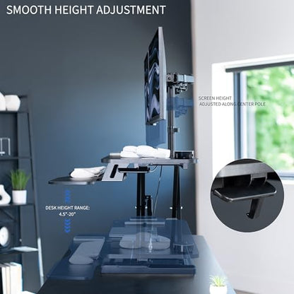 VIVO Black 48 in Standing Desk Converter with Monitor Stand, DESK-V048KB-M2 - color: Black, size: 48"