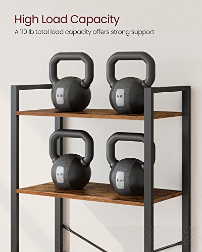 VASAGLE 5-Tier Bookshelf, Bookcase with Steel Frame, Book Shelf for Living Room, Home Office, Study, 11.8 x 26 x 60.2 Inches, Industrial Style, Rustic Brown and Ink Black ULLS061B01 - color: Rustic Brown + Ink Black, size: 5 Tiers (11.8"D x 26"W), style: