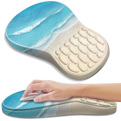 YIWEI Ergonomic Mouse Pad with Wrist Rest for Carpal Tunnel Pain Relief - color: Beach-1