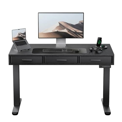 HUANUO Electric Standing Desk with Drawers, C-Clamp Mount Compatible, 40 x 22 Inch Height Adjustable Sit Stand Desk, Fabric Drawers, Home Office Stand Up Desk with 4 Custom Height Settings, Black - size: 40" X 22"