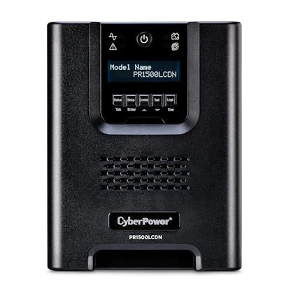 CyberPower PR1500LCDN 15A Smart App Sinewave UPS Battery Backup and Surge Protector, 1500VA/1500W, 8 Outlets, AVR, Mini-Tower, Pre-Installed RMCARD205, UL Certified | 1500VA/1500W, 8 Outlets, AVR, Mini-Tower, Pre-Installed RMCARD205, UL Certified - size:
